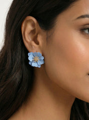 Bohemian Flower Resin and Gold-Tone Stud Earrings