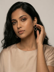 Black & Gold Drop Earrings | Medium Resin & Metal Alloy