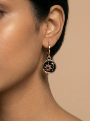 Black & Gold Sun Moon Alloy Dangling Earrings