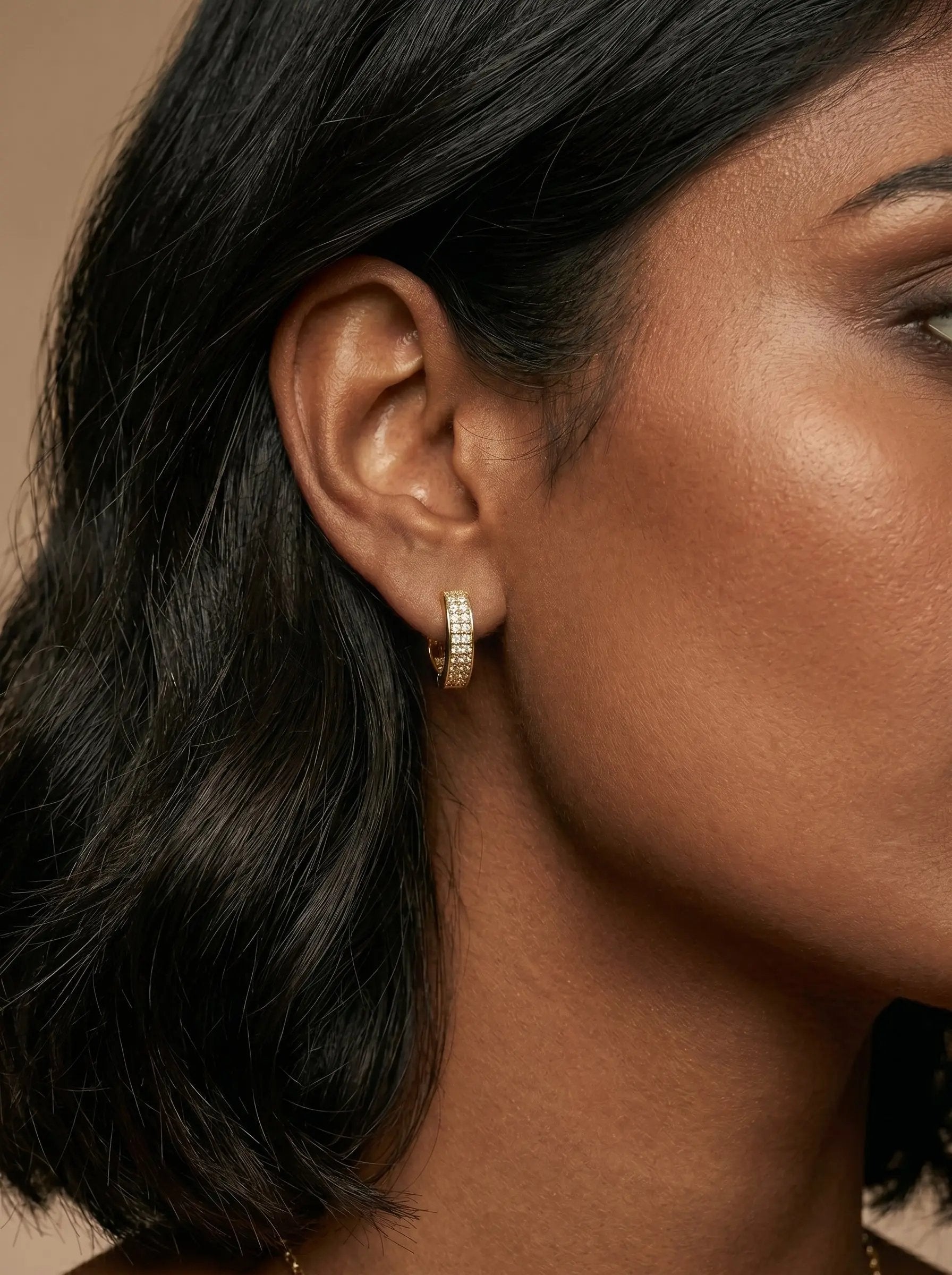 Geometric Zircon Inlay Earrings – Gold Copper & Stainless Steel