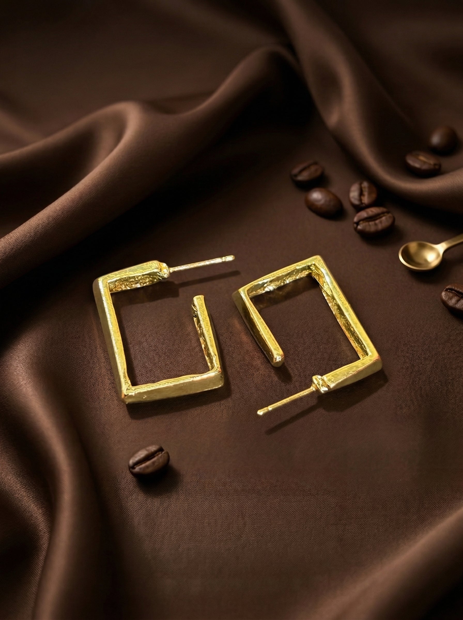 Gold-Tone Geometric Medium Earrings Minimalist Metal