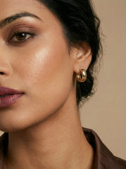 Gold Geometric 3D Hoop Earrings - 18K PVD Stainless Steel