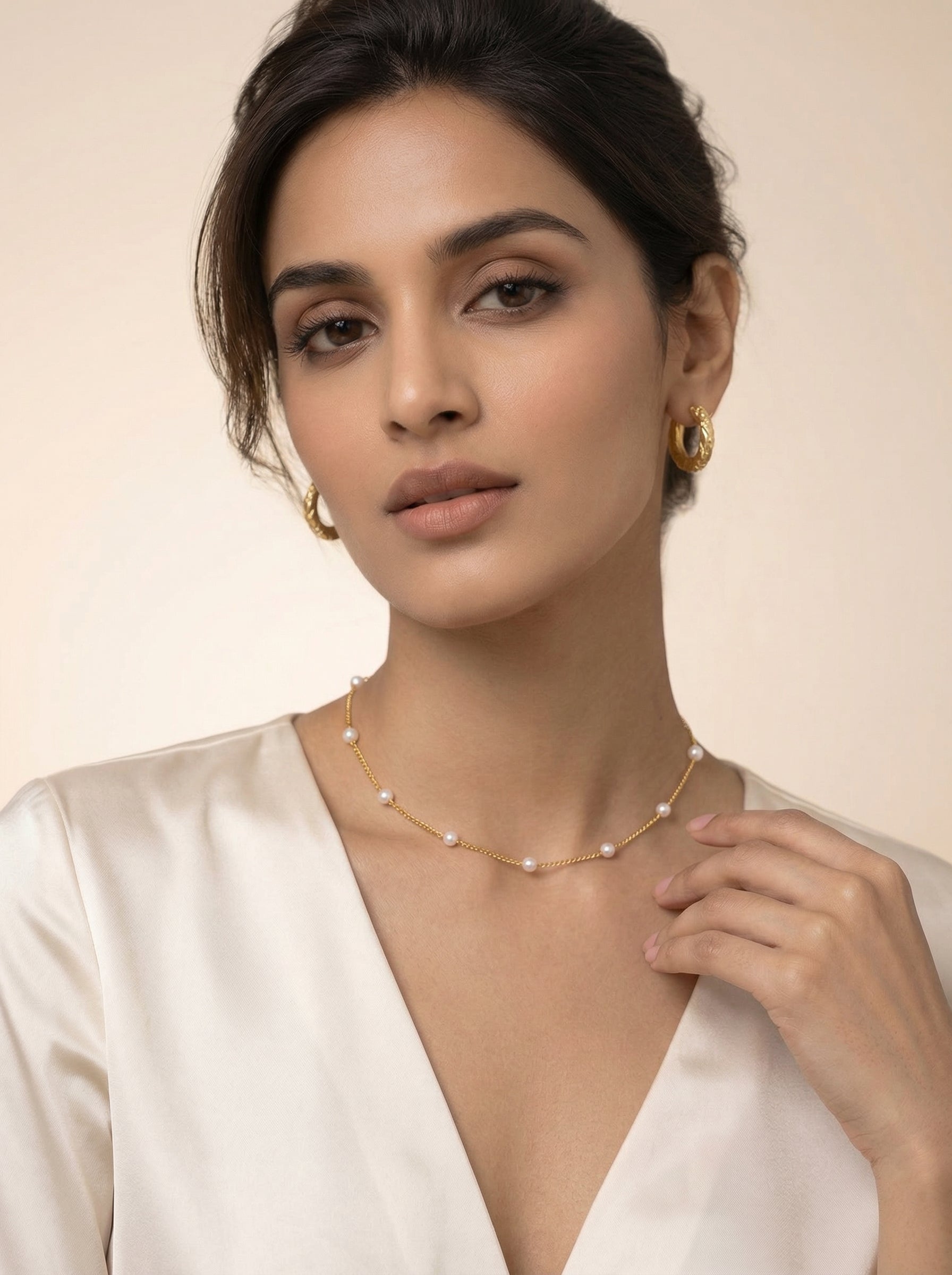 Gold Pearl Clavicle Necklace